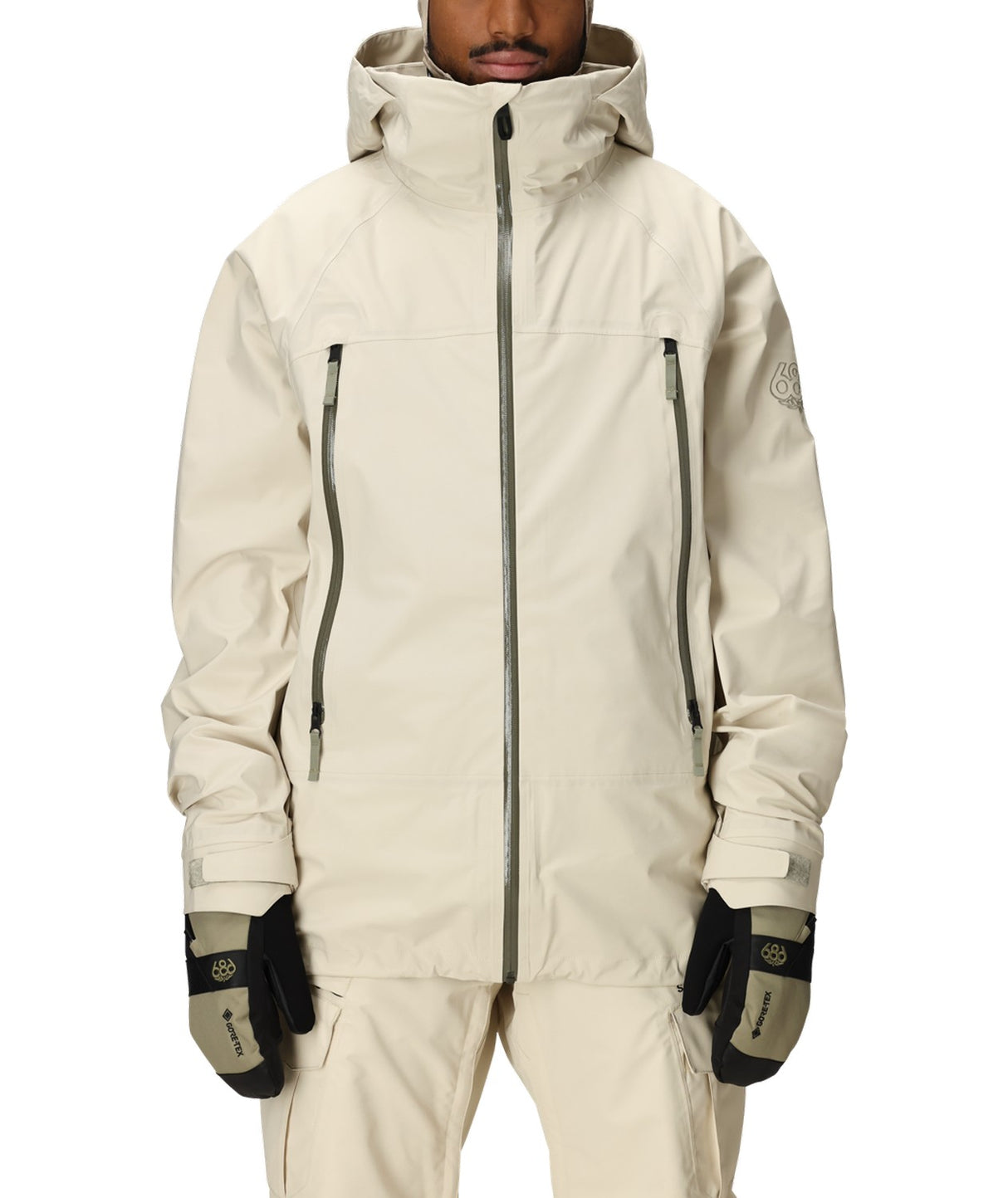 686 Smarty Rodeo Mens Jacket 2026 ski jacket -- front view on model showing insulated shell and hood at Willis Ski and Board
