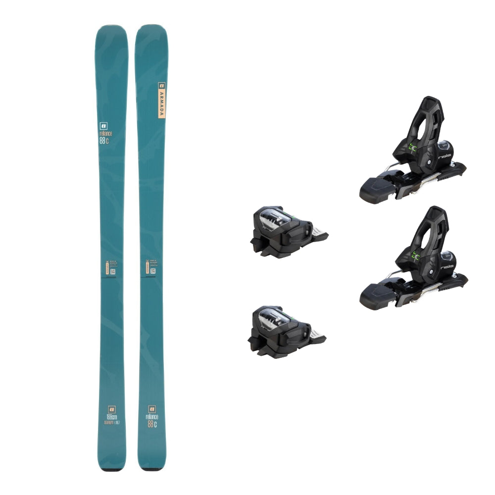 This is an image of Armada Reliance 88 C Skis 2026 Package with Attack 11 Ski Bindings