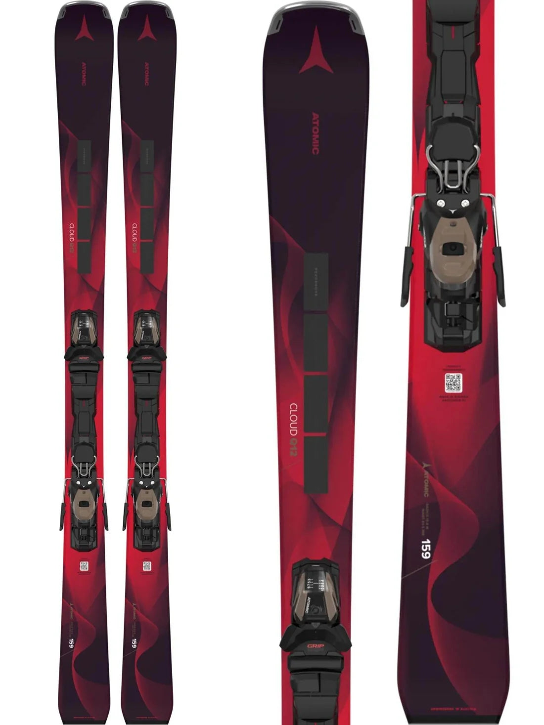 This is an image of Atomic Cloud Q12 Revoshock C Skis with M10 Bindings