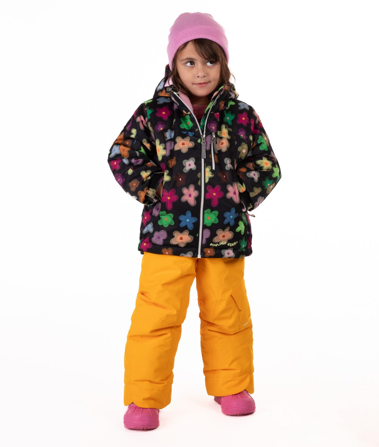 Boulder Gear Clara Toddler Jacket 2026 ski jacket -- Chalk 5 colorway outside profile showing zippered pockets and seams