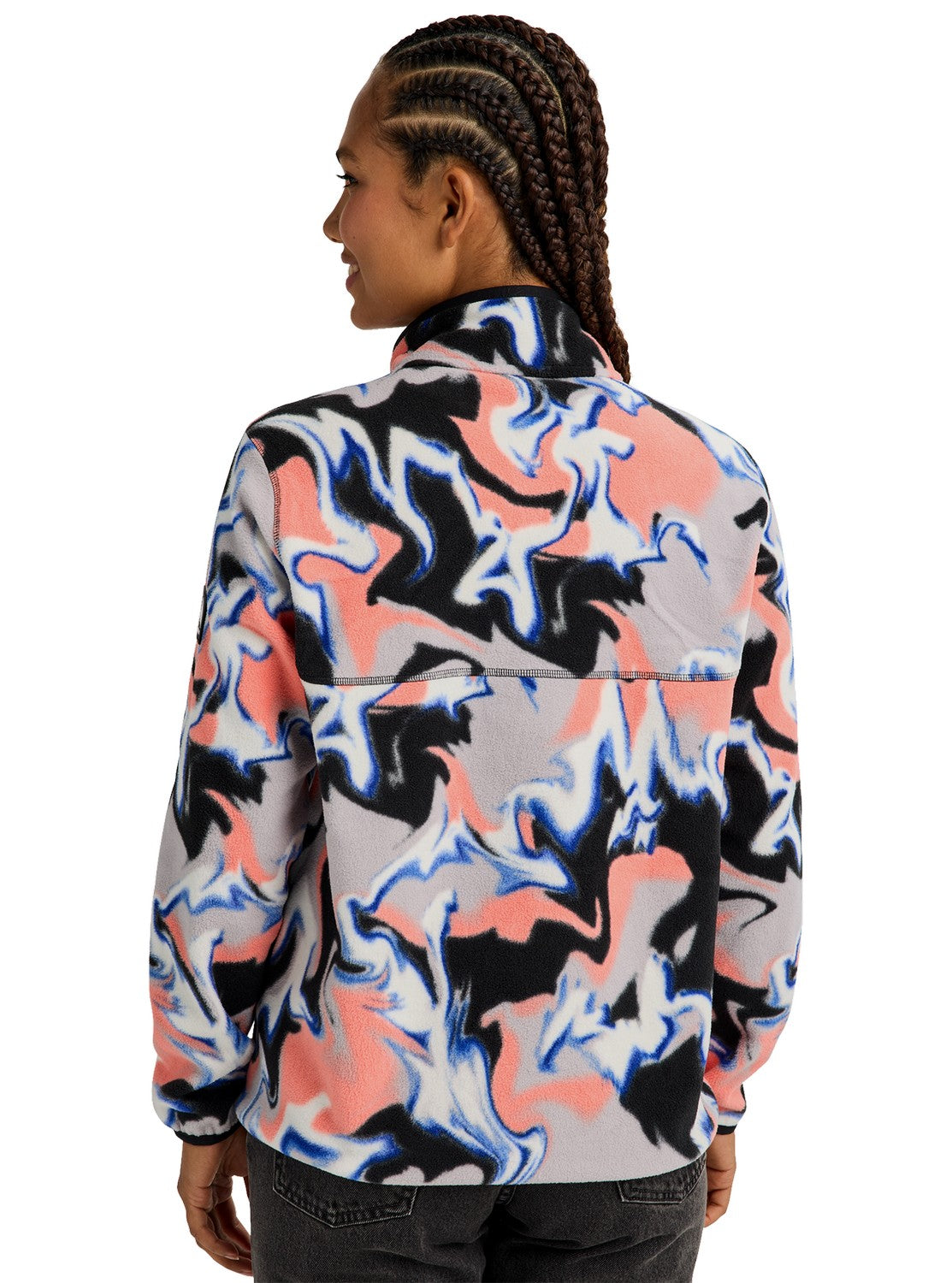 Burton Cinder Womens Fleece 2026 mid layer -- Dazed colorway front view on model