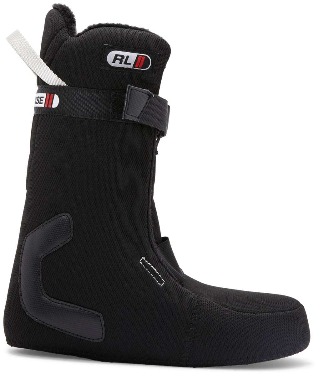 Dc Lotus Step On Snowboard Boots snowboard boot -- Black White 7 colorway outside profile showing lacing closure