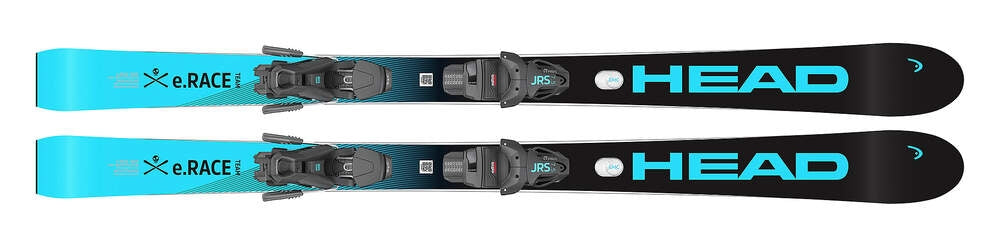 This is an image of Head WC e.Race Team Skis with JRS 4.5 Bindings