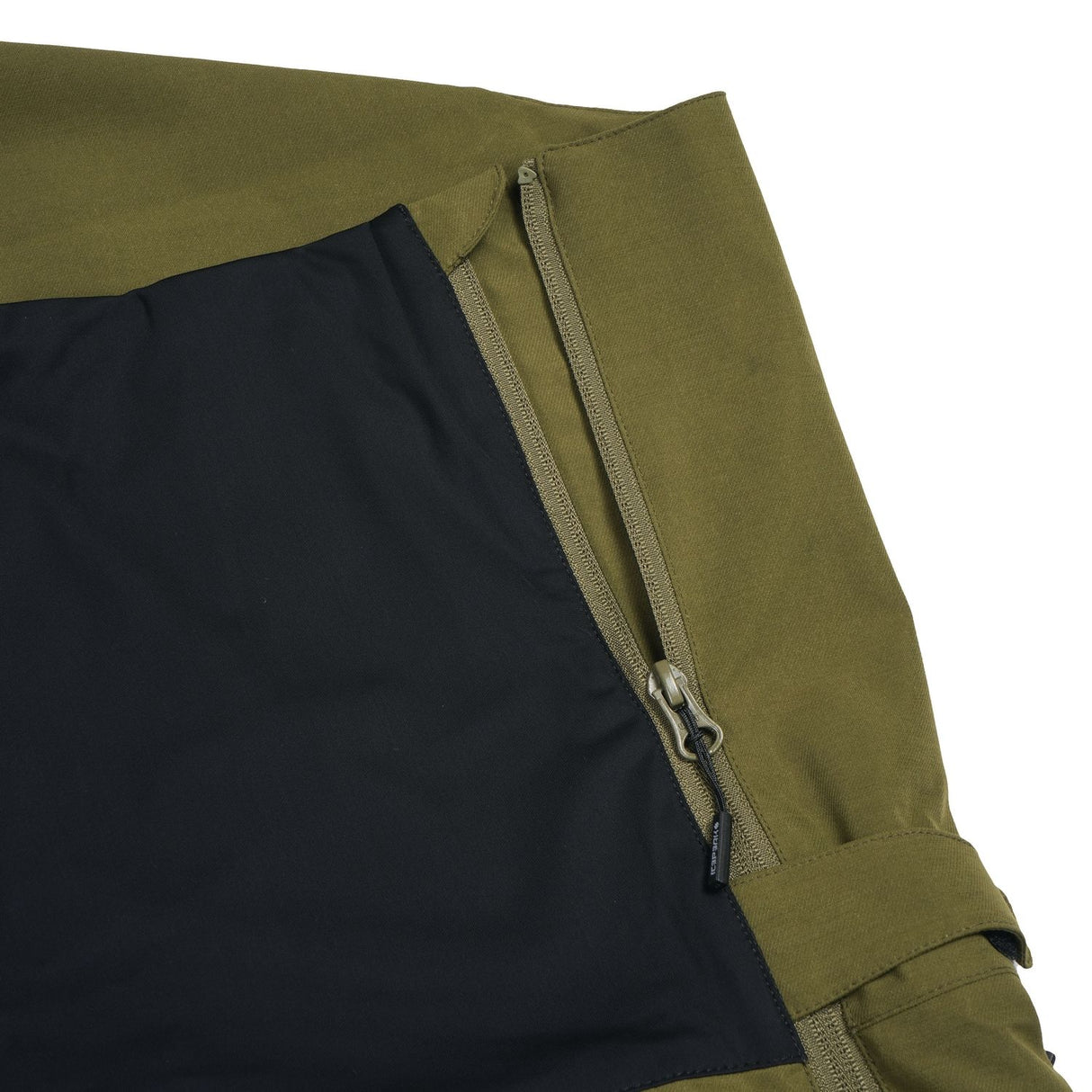 Icepeak Cambo Mens Bib 2026 ski pant -- Olive colorway side view showing side zip ventilation