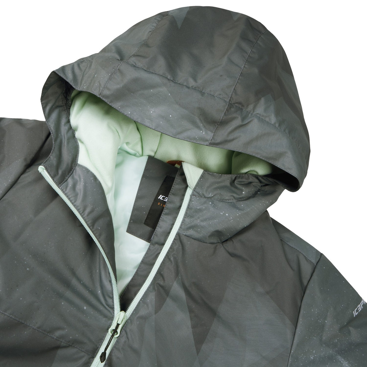 Icepeak Luling Junior Jacket ski jacket -- Pine Green colorway outside profile showing zippered pockets and seams