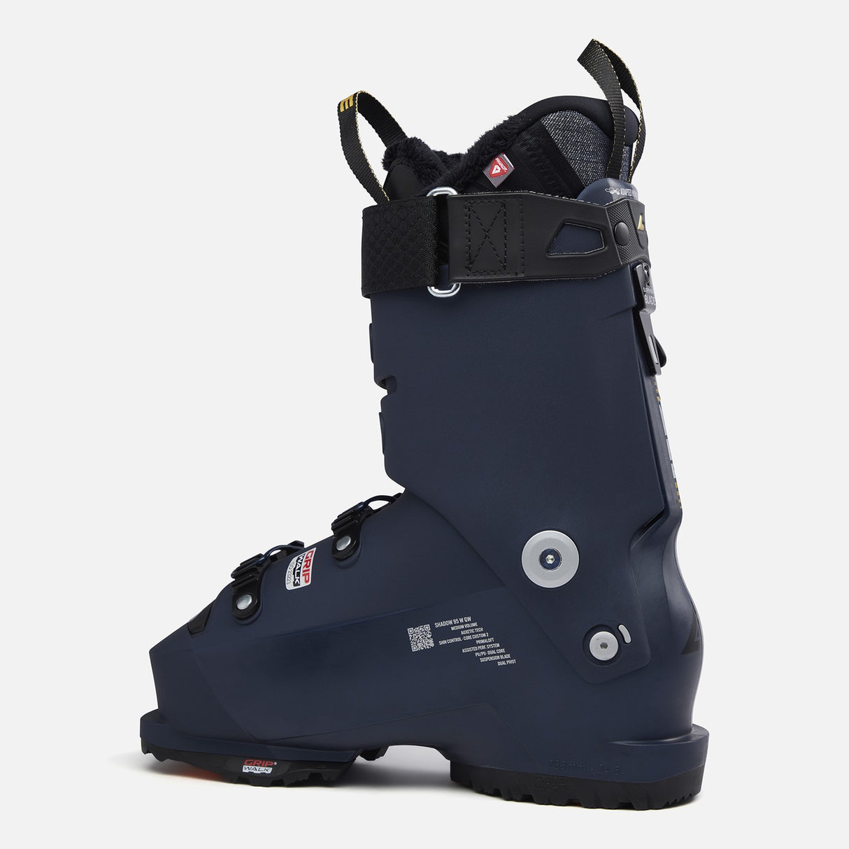 Lange Shadow 95 W Mv Gw Ski Boots 2026 alpine ski boot -- Titanium Blue colorway inside profile view