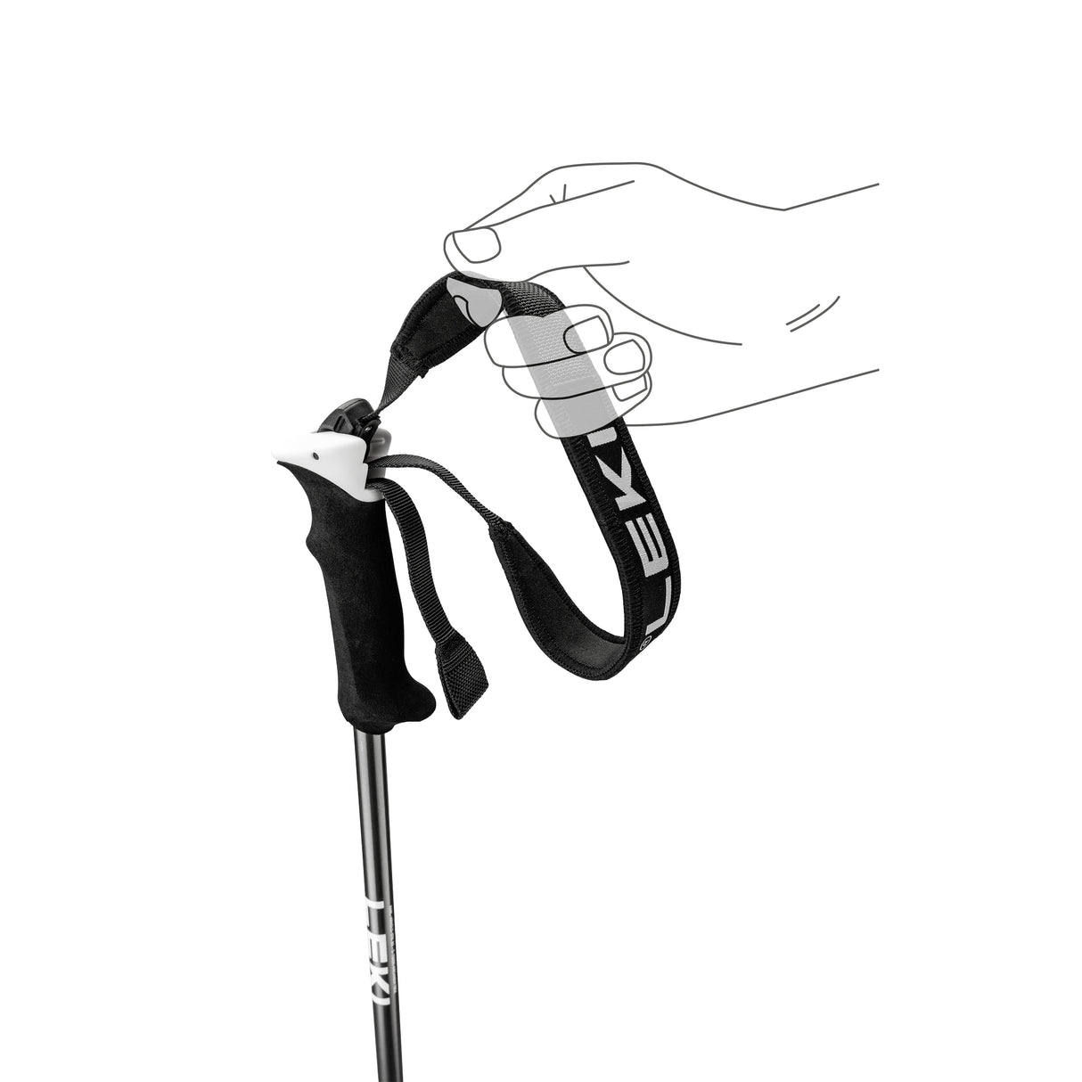 Leki Elite Lady Ski Poles ski pole -- Black White colorway full length view