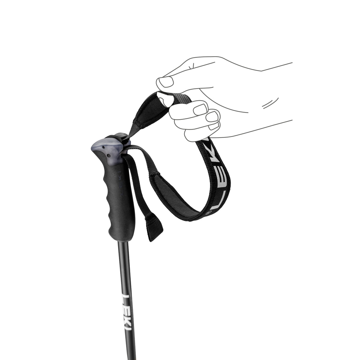 Leki Neolite Airfoil Poles ski pole -- Black Orange colorway full length view