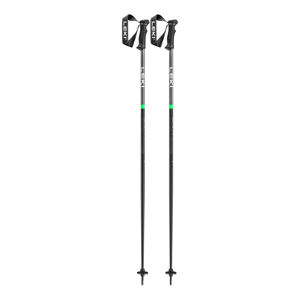 Leki Qntm Ski Poles ski pole -- Green colorway grip and strap detail