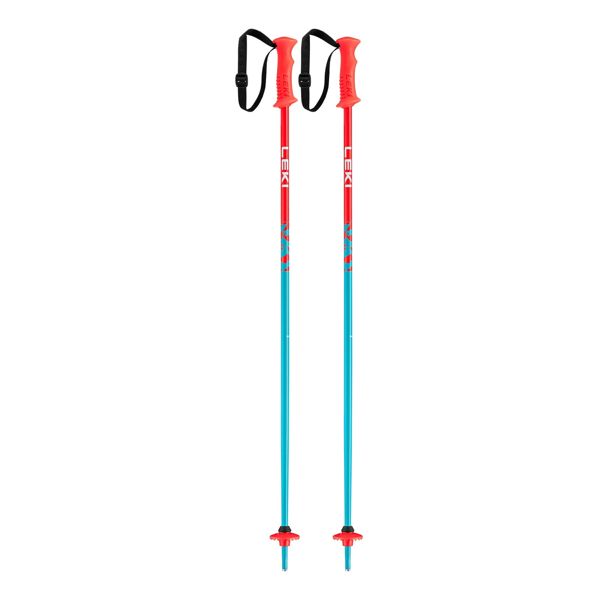 Leki Rider Jr Ski Poles ski pole -- Petrol Red colorway full length view