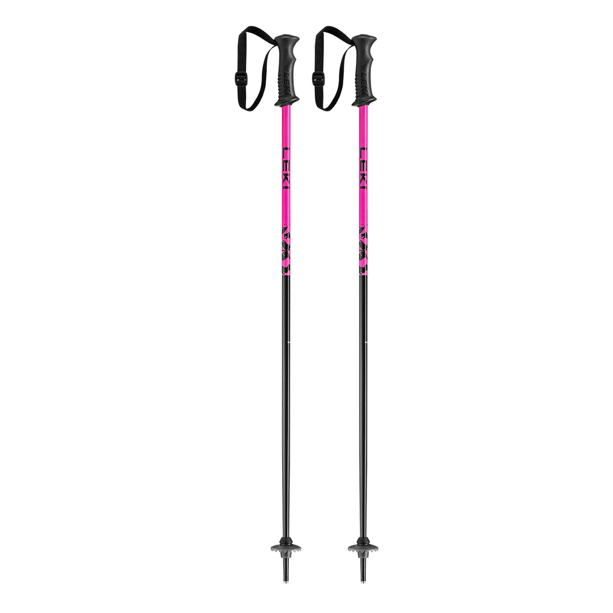 Leki Rider Jr Ski Poles ski pole -- Black Pink colorway full length view
