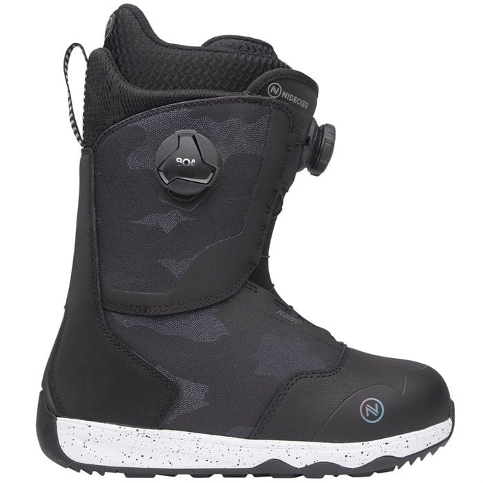 Nidecker Rift W 2024 women's snowboard boot -- outside profile view in black -- size selector