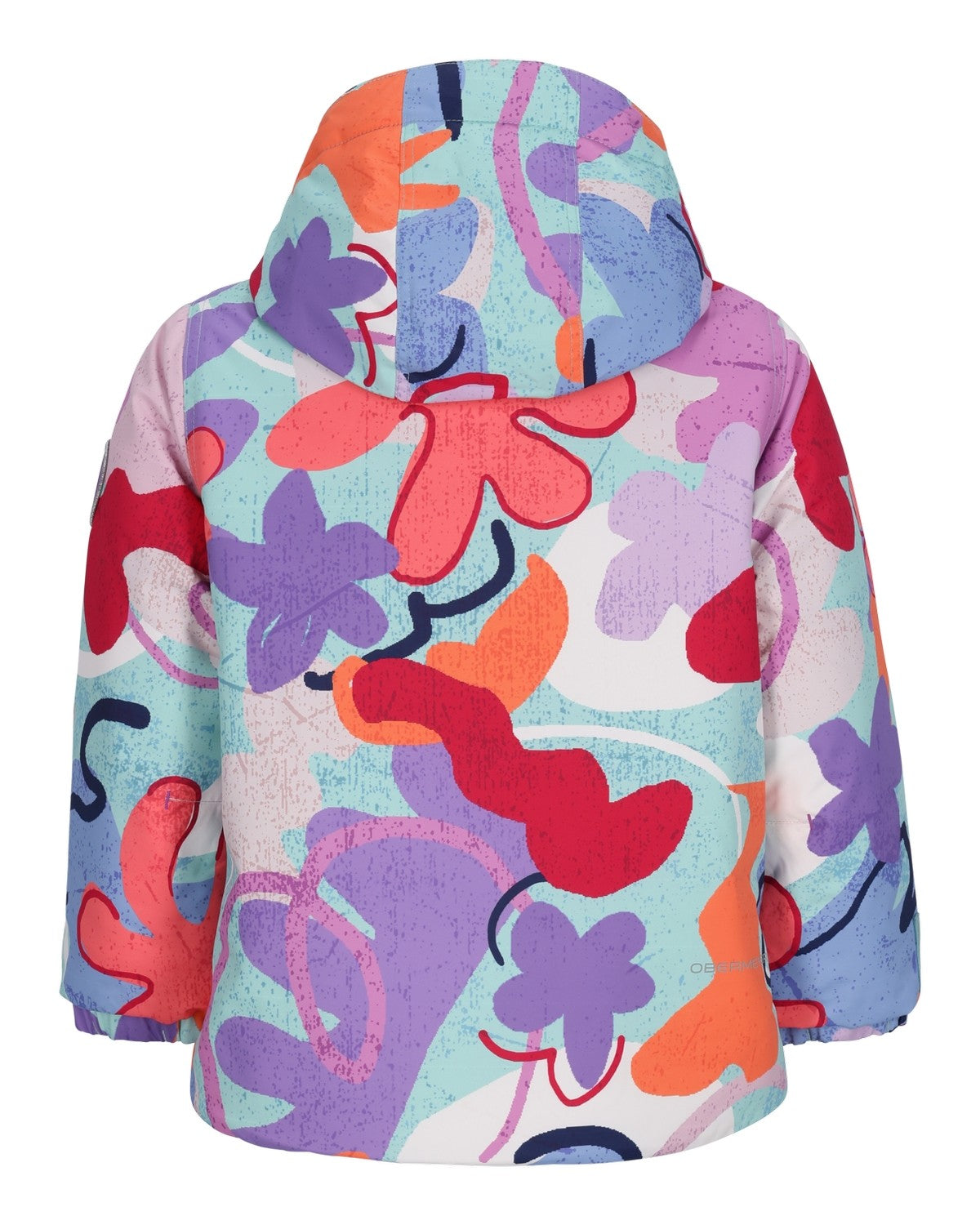 Obermeyer Ashor Toddler Jacket ski jacket -- Under The Sea 3 colorway lifestyle view showing full jacket silhouette