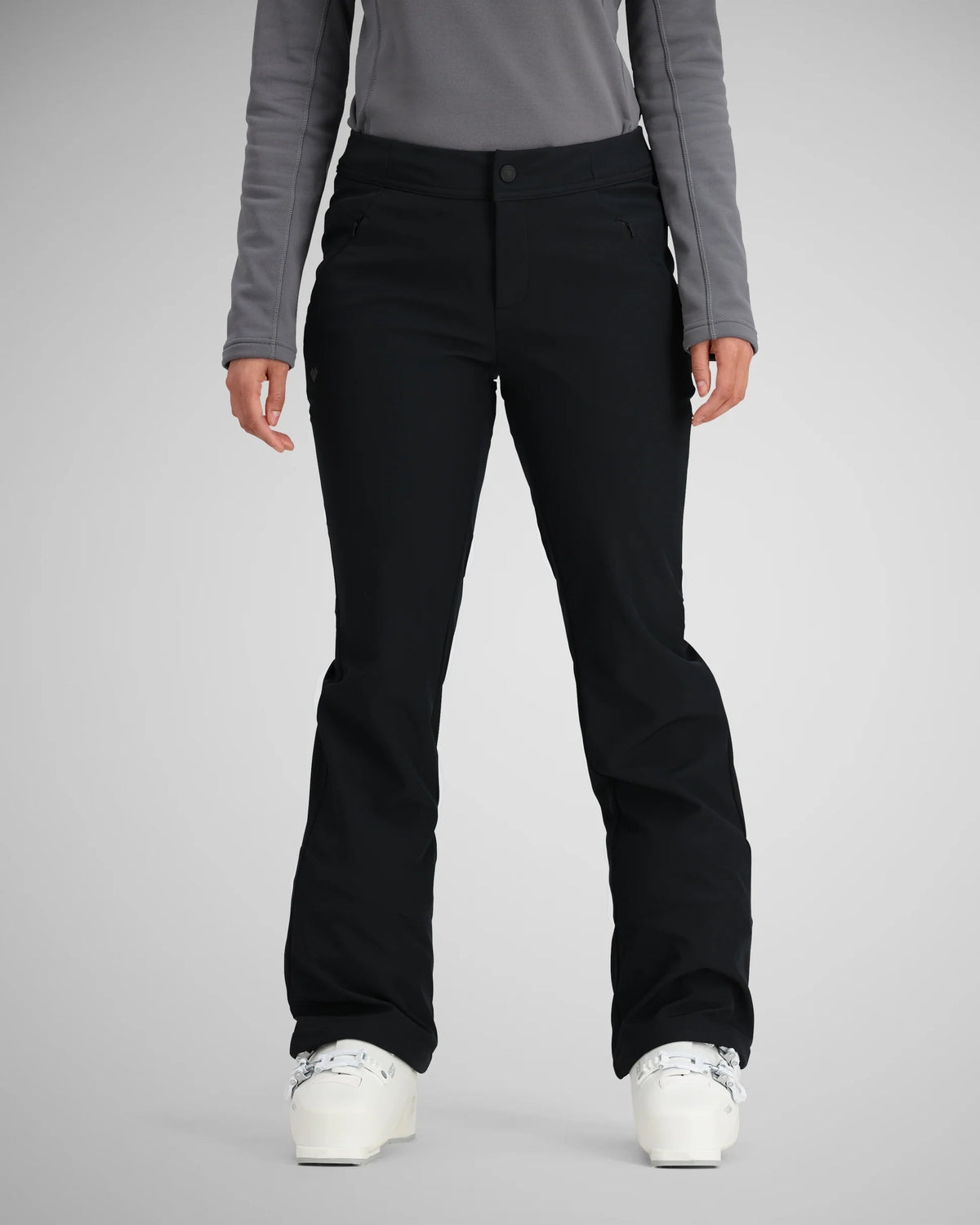 Obermeyer Hillary Stretch Womens Pant ski pant -- front view on model showing insulated ski pant at Willis Ski and Board