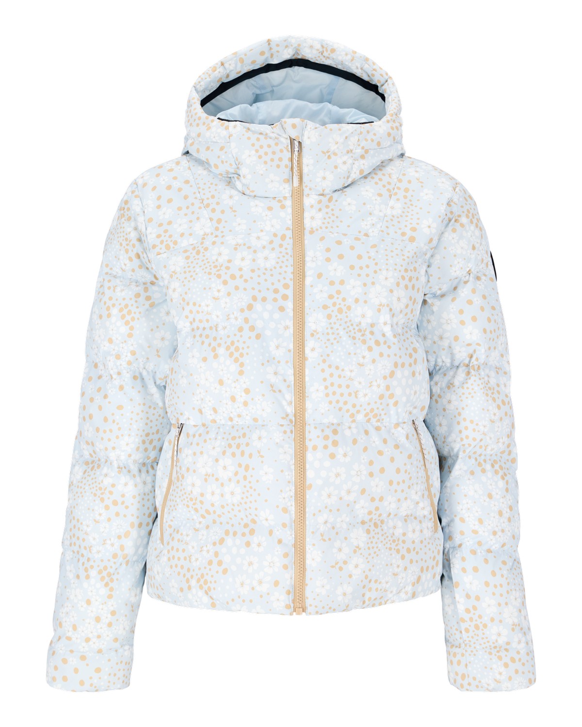 Obermeyer Slopeside Puffer Womens Jacket 2026 ski jacket -- front view on model showing insulated shell and hood at Willis