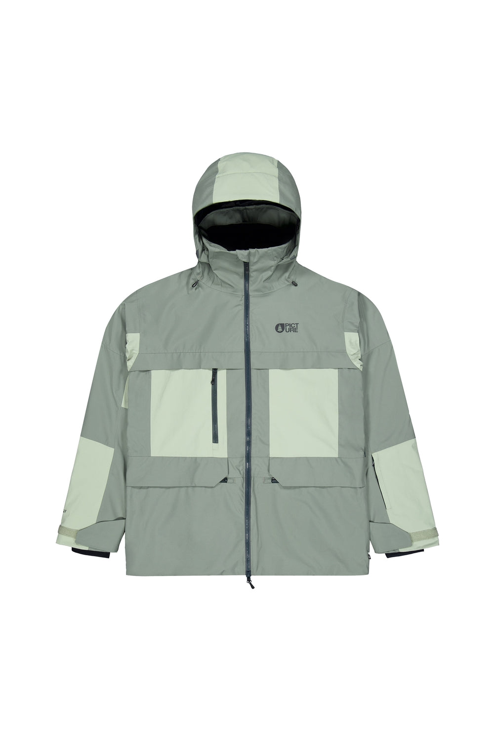 Picture Dugnad Mens Jacket ski jacket -- front view on model showing insulated shell and hood at Willis Ski and Board
