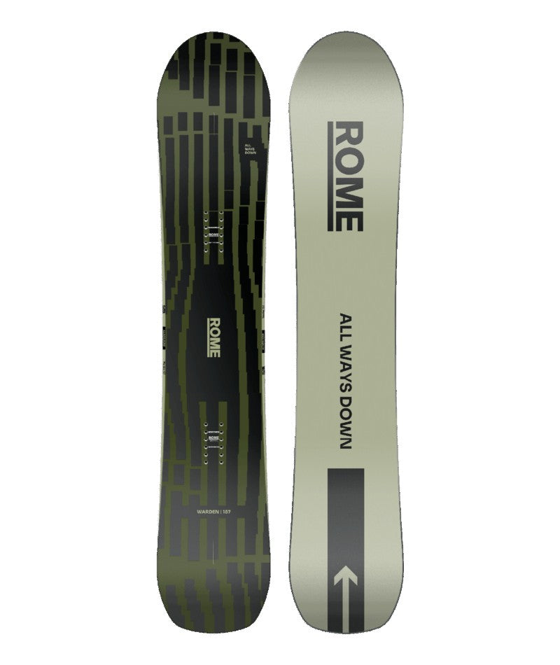 Rome Warden Snowboard 2026 all-mountain snowboard -- top sheet graphic at Willis Ski and Board Pittsburgh