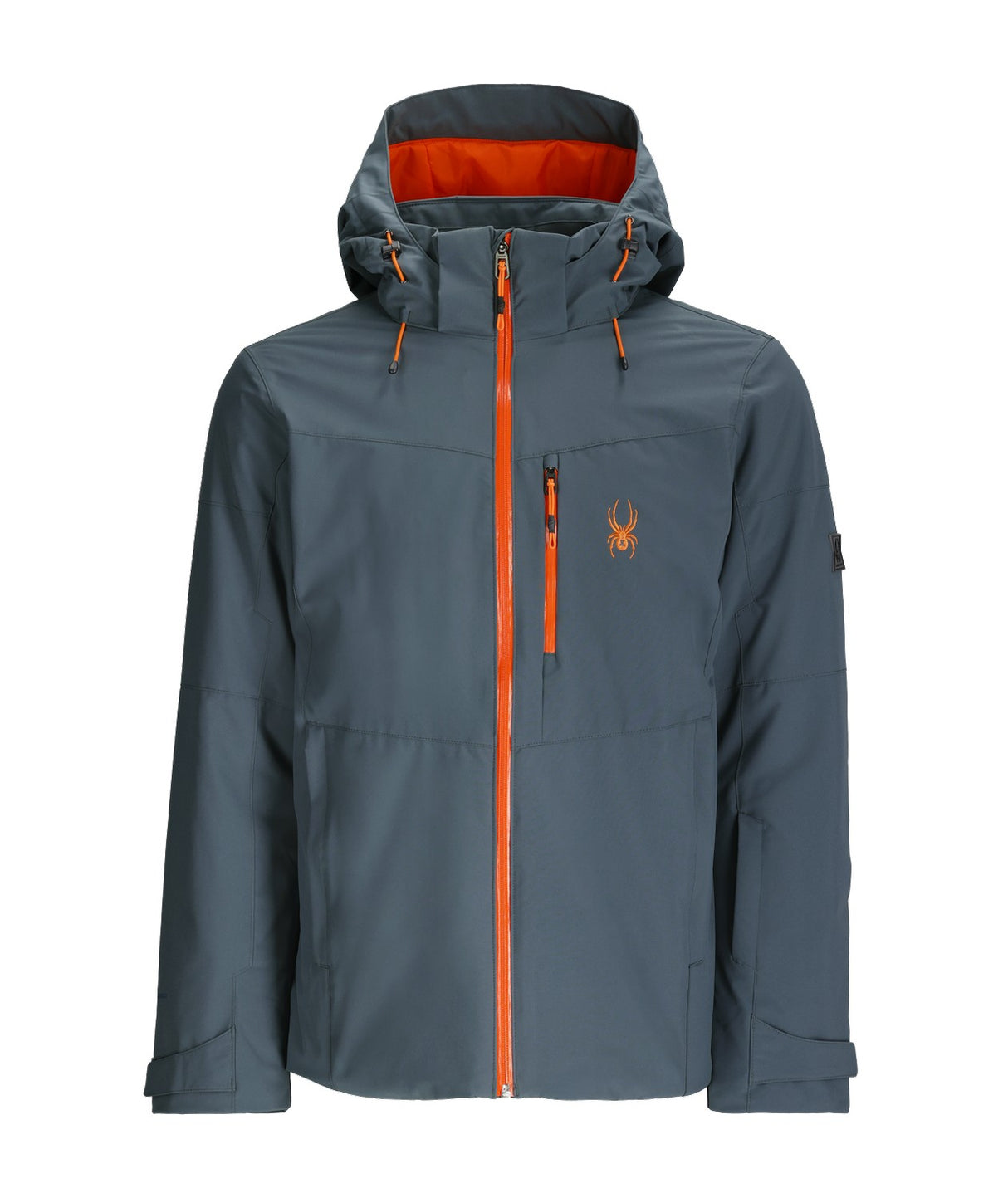 Spyder Copper Mens Jacket 2026 ski jacket -- front view on model showing insulated shell and hood at Willis Ski and Board