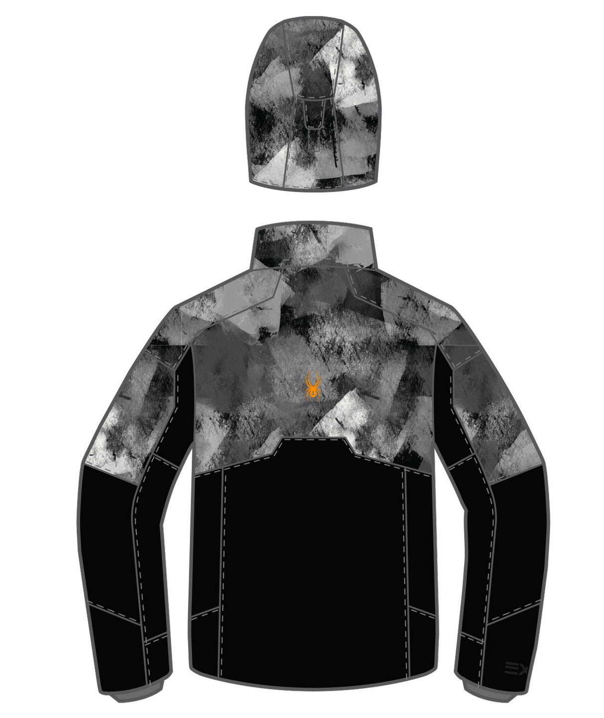 Spyder Leader Junior Jacket 2026 ski jacket -- Black colorway front view on model with hood and cuffs