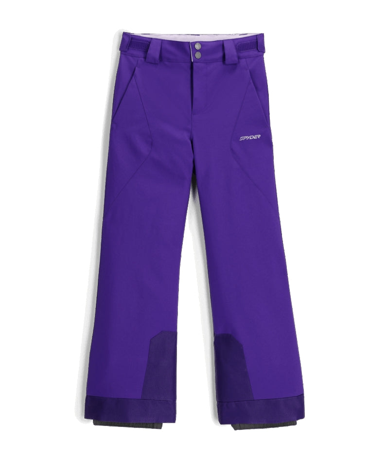 Spyder Olympia Juinor Pant ski pant -- front view on model showing insulated ski pant at Willis Ski and Board Pittsburgh