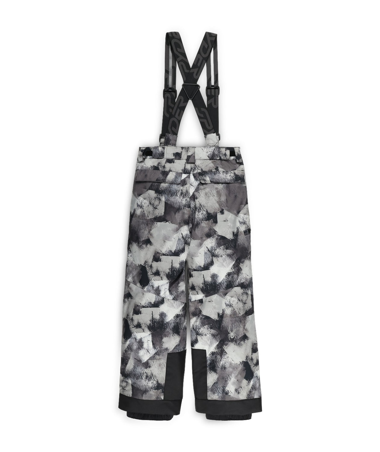 Spyder Propulsion Junior Pant 2026 ski pant -- Black Camo colorway front view on model