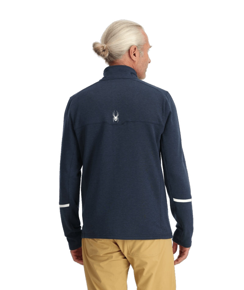 Spyder Speed Fleece Mens Jacket ski jacket -- True Navy colorway outside profile showing zippered pockets and seams