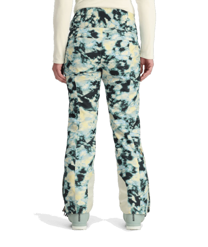 Spyder Winner Womens Pant ski pant -- Tie Dye Vanilla colorway front view on model