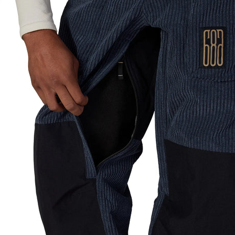 686 2.5L Ghost Mens Pant 2027 in Navy Corduroy, close-up of waistband and front pocket detail | available at Willi's Ski and Board shops