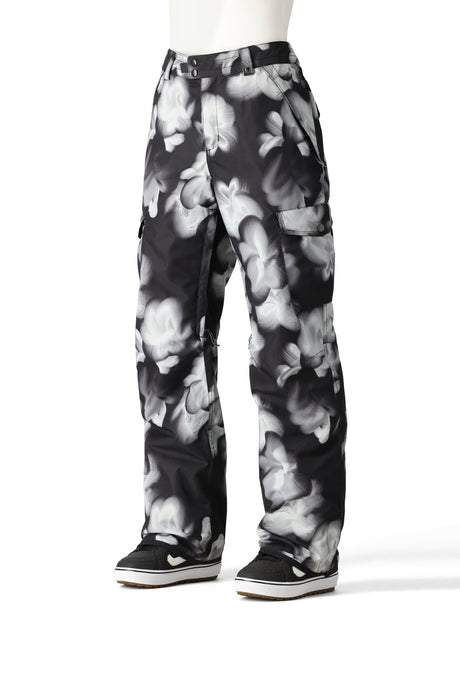 686 Aura Cargo Womens Pant ski pant -- Ghost Floral colorway front view on model