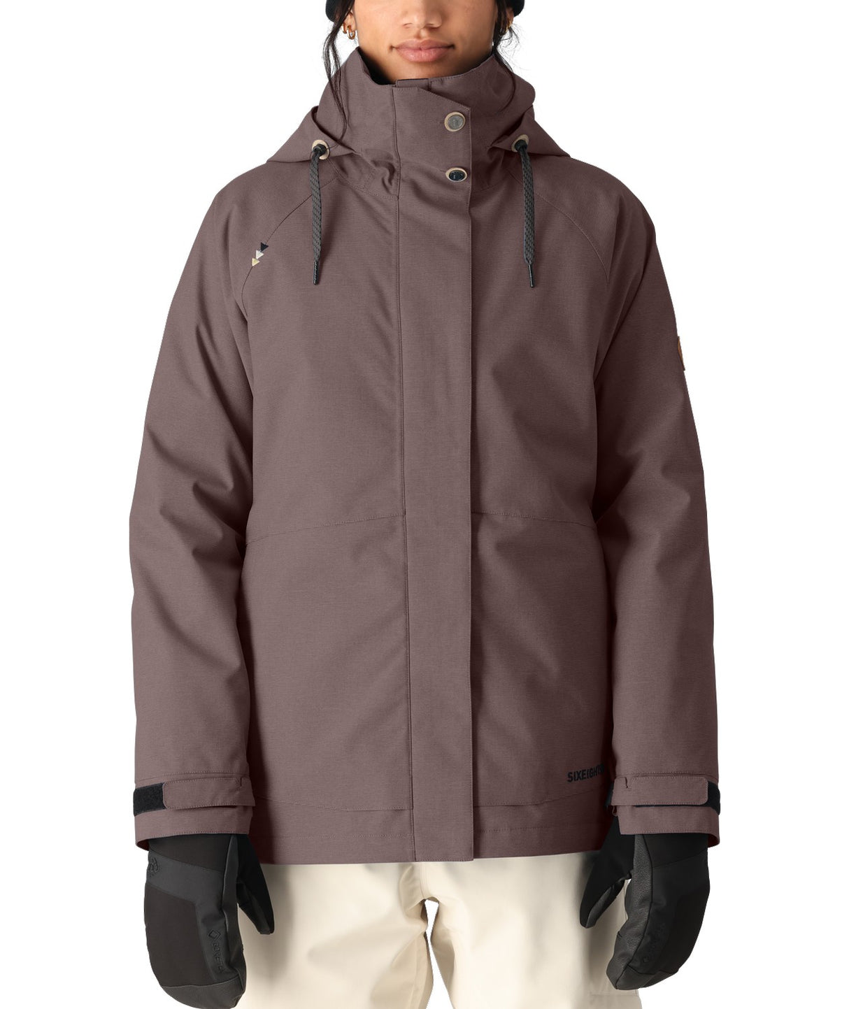 686 Spellbound Womens Jacket 2026 ski jacket -- front view on model showing insulated shell and hood at Willis Ski and Board