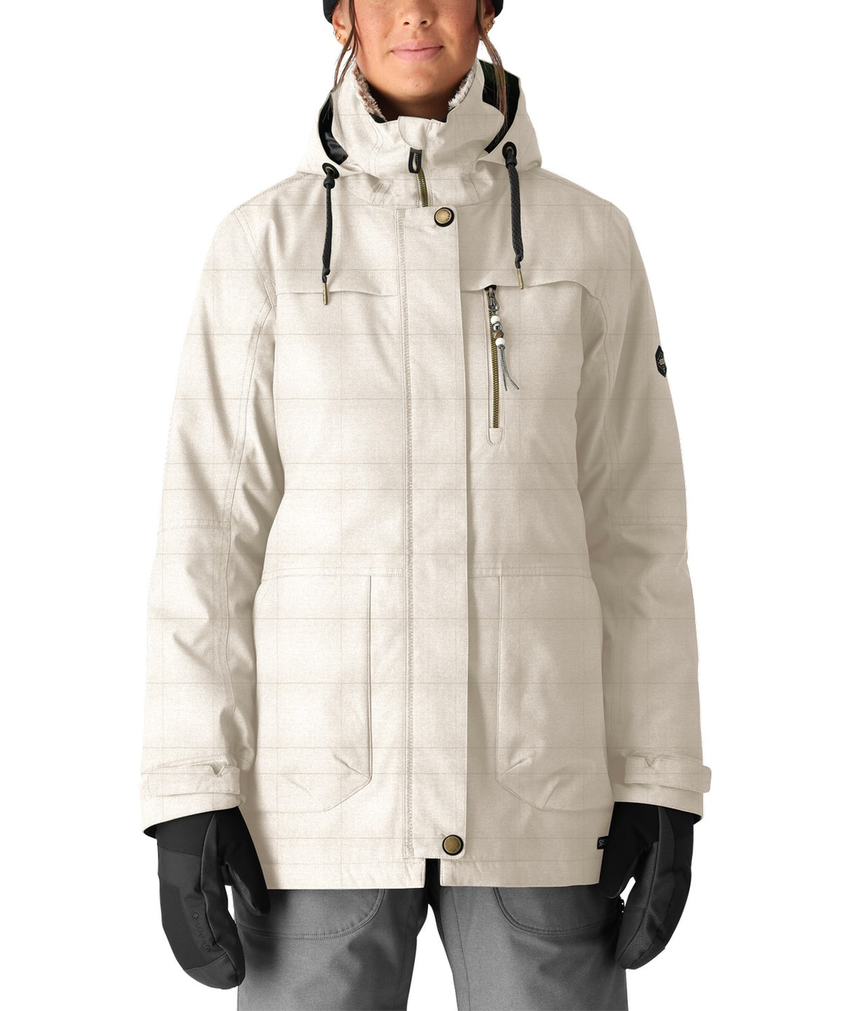 686 Spirit Womens Jacket 2026 ski jacket -- front view on model showing insulated shell and hood at Willis Ski and Board