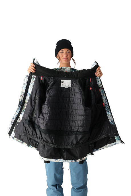 686 Whisper Insulated Womens Jacket ski jacket -- White Xray colorway outside profile showing zippered pockets and seams