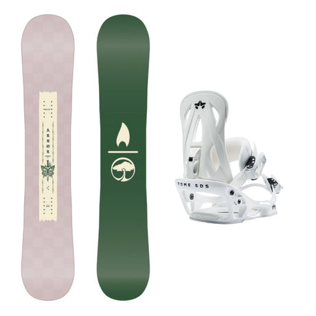 Arbor Cadence Snowboard 2026 alpine binding -- With Rome Shift Bindings colorway top view showing toe and heel piece