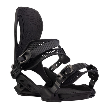 Arbor Cypress Snowboard Bindings snowboard binding -- Blackblack Large colorway top view showing highback and straps