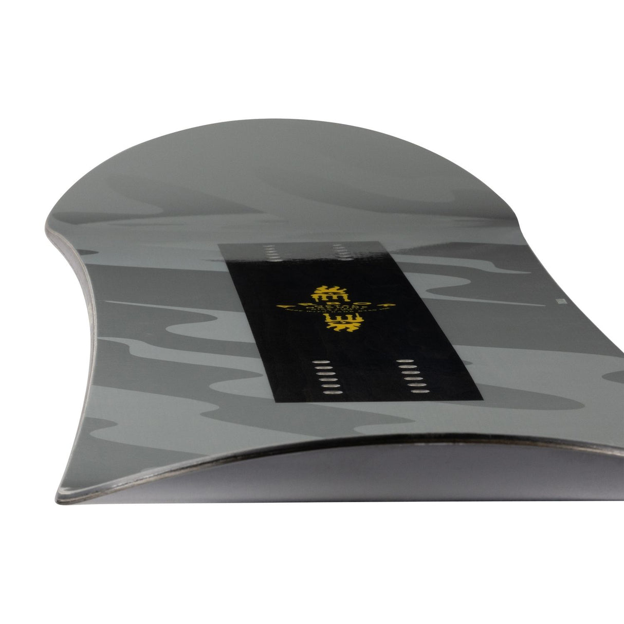 Arbor Metal Machine Snowboard Package With Rome United Bindings alpine binding -- Regular colorway top view showing toe and