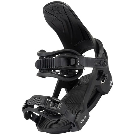 Arbor Sapling Snowboard Bindings snowboard binding -- top view showing highback and strap detail at Willis Ski and Board