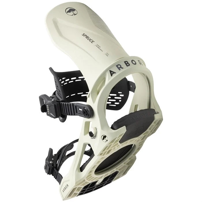 Arbor Spruce Snowboard Bindings snowboard binding -- top view showing highback and strap detail at Willis Ski and Board
