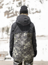 Armada Addisen Womens Jacket ski jacket -- Floral Camo colorway front view on model with hood and cuffs