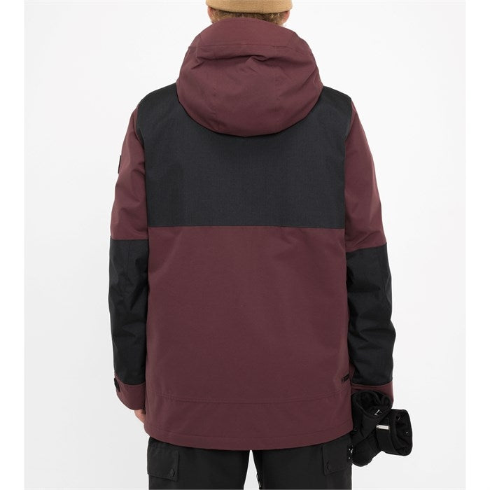 Armada Bergs 2l Insulated Mens Jacket ski jacket -- Sassafras colorway detail view of hood lining and wrist cuff design
