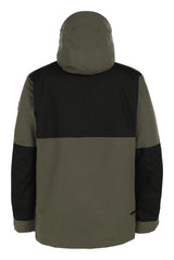 Armada Bergs Mens Jacket ski jacket -- Olive colorway front view on model with hood and cuffs