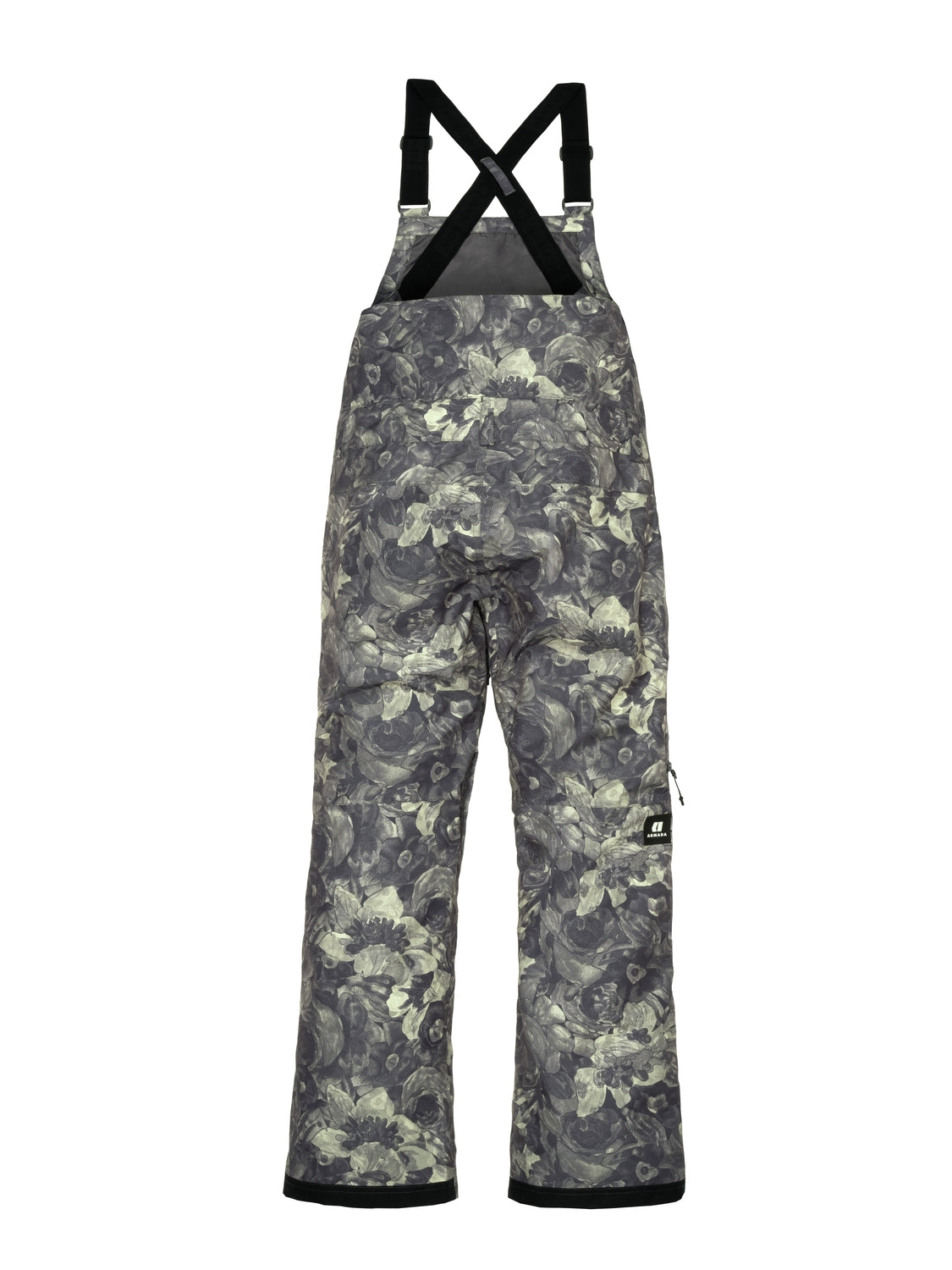 Armada Pascore Womens Bib ski pant -- Floral Camo colorway front view on model