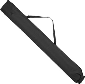 Atomic A Sleeve ski bag in black, side view of the long padded sleeve with a shoulder strap and a drawcord end. Come in to Willi's Ski and Board.