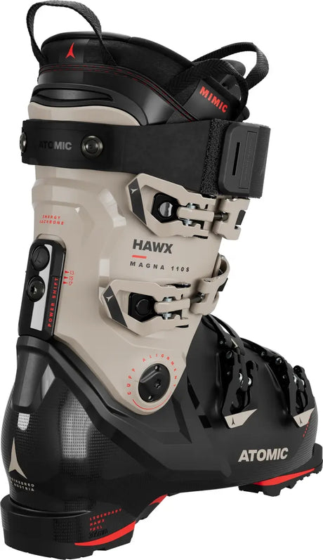 Atomic Hawx Magna 110 S Ski Boots 2025 alpine ski boot -- Black Red colorway outside profile view