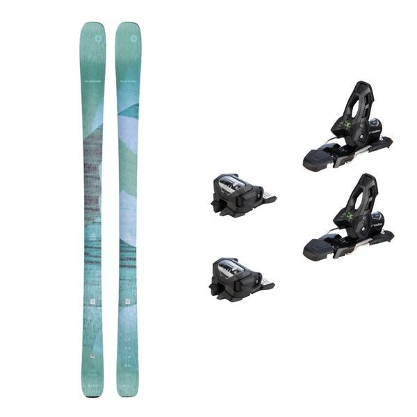 This is an image of Blizzard Black Pearl 84 Skis Package with Attack 11 Ski Bindings