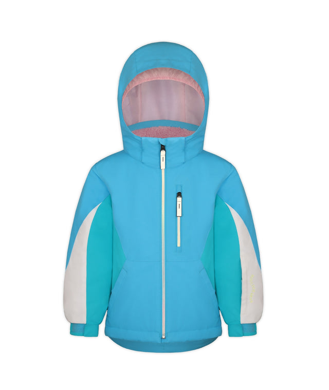 Boulder Gear Candice Toddler Jacket ski jacket -- front view on model showing insulated shell and hood at Willis Ski and