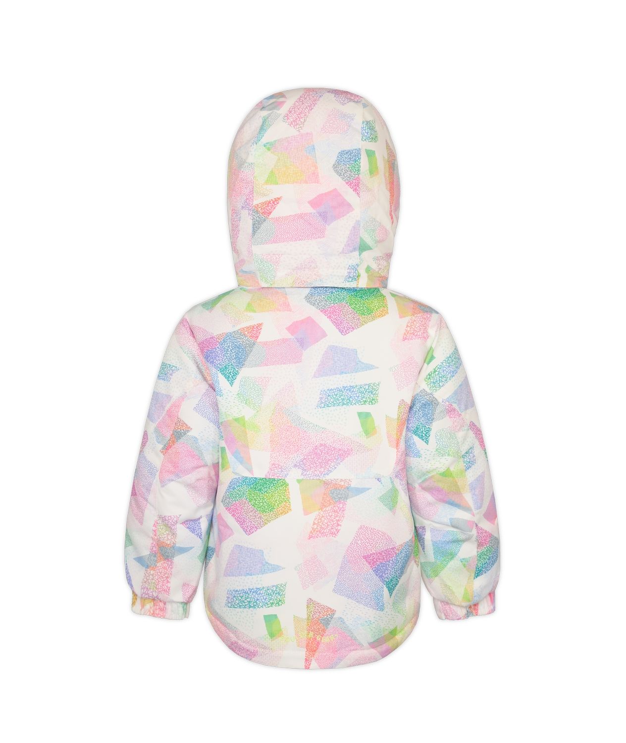 Boulder Gear Candice Toddler Jacket ski jacket -- Rhythm Prism 3 colorway outside profile showing zippered pockets and seams