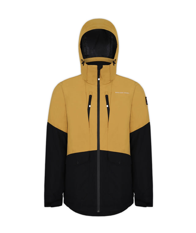 Boulder Gear Downslide Mens Jacket ski jacket -- front view on model showing insulated shell and hood at Willis Ski and