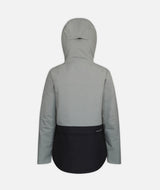 Boulder Gear Goofy Womens Jacket ski jacket -- Overcast colorway front view on model with hood and cuffs