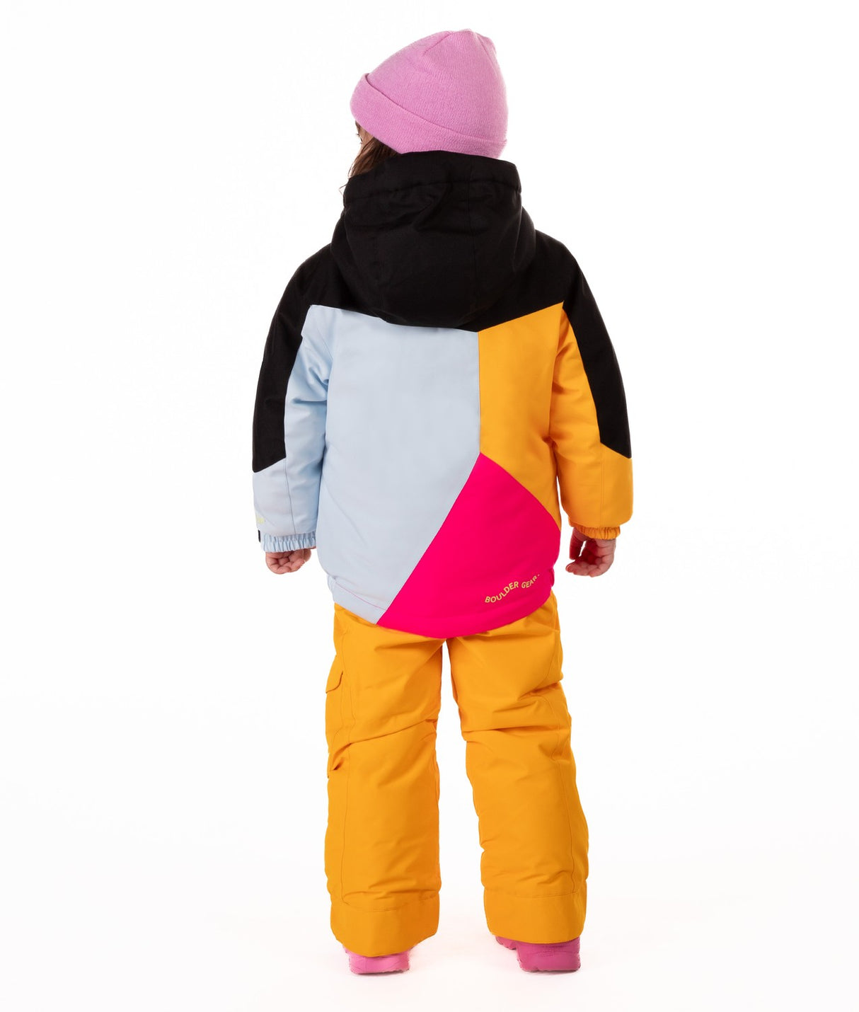 Boulder Gear Khai Toddler Jacket 2026 ski jacket -- Black 4 colorway outside profile showing zippered pockets and seams