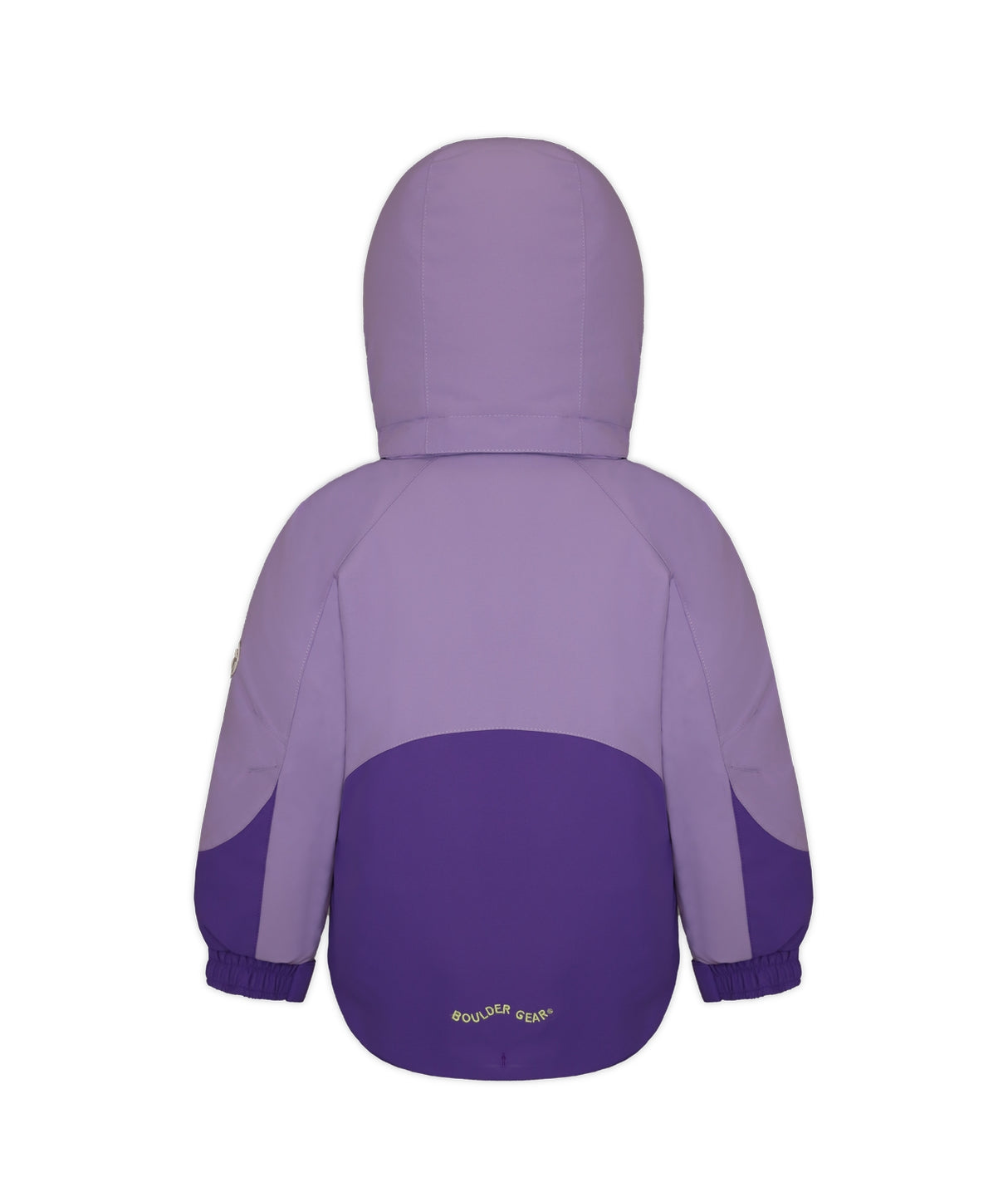 Boulder Gear Lacey Toddler Jacket ski jacket -- Lilac 3 colorway outside profile showing zippered pockets and seams